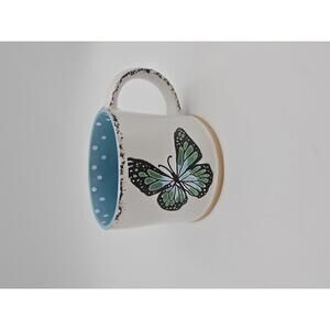 Blue White Polka Dot Butterfly Ceramic Coffee/Tea Mug